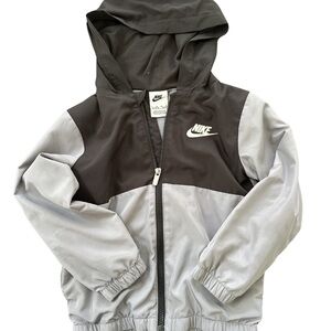 Nike Black Hooded Windbreaker with White Logo